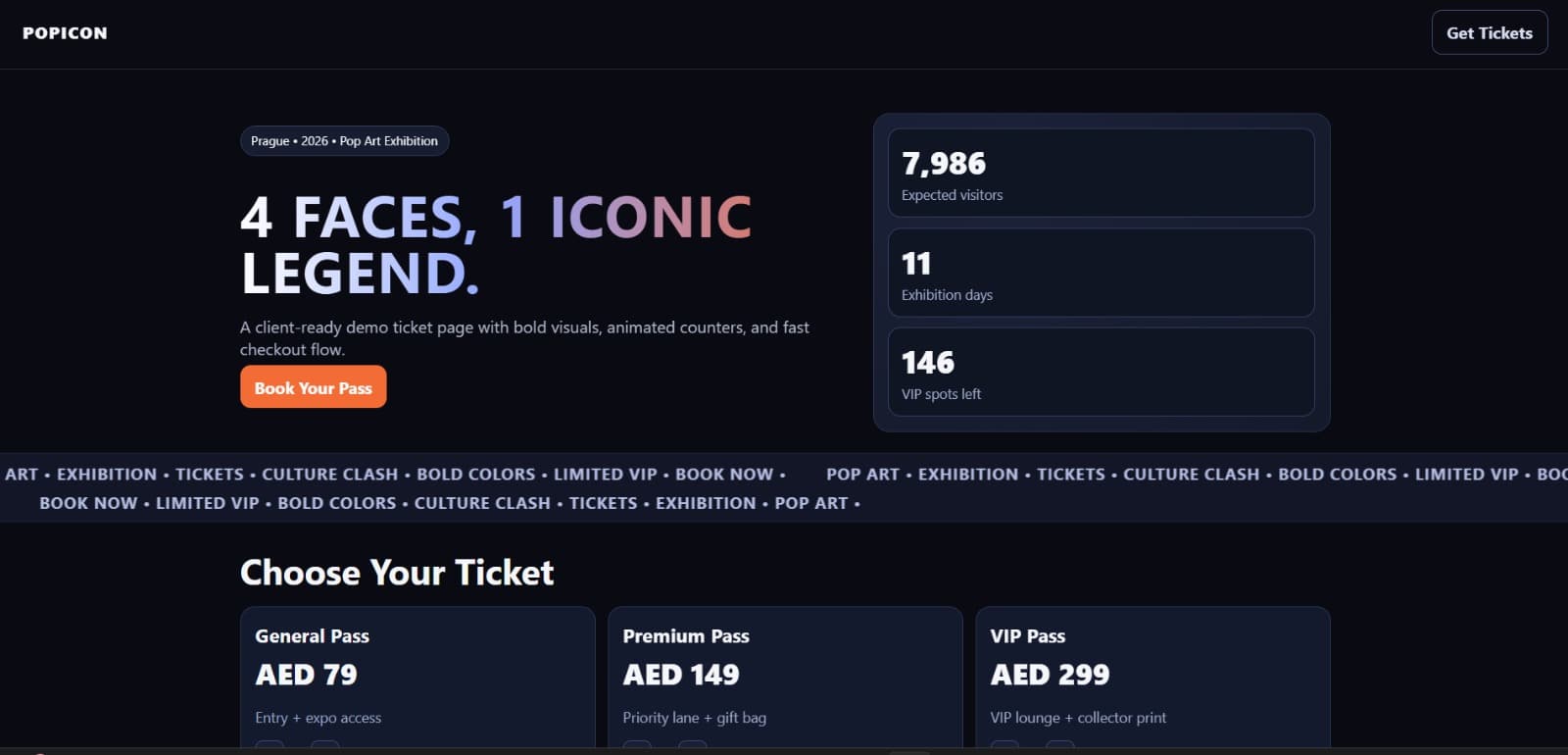 Pop Art Exhibition Ticket Demo preview